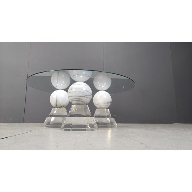 Glass Marble Sphere Coffee Table by Roche Bobois, 1980s For Sale - Image 7 of 11
