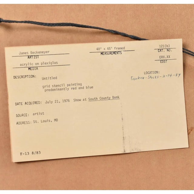 James Rosenquist Jack Beckemeyer 1976 Large Red Blue Orange and Yellow Printed Acetate Painting For Sale - Image 4 of 9