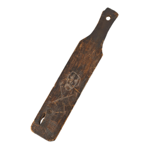 19th Century Primitive Folk Art Skull and Bones Paddle