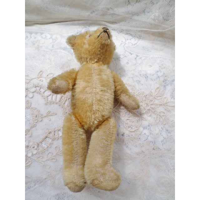 Textile Antique Steiff 1908 Teddy Bear 11" Yellow Mohair Fully Jointed With Glass Eyes Attributed For Sale - Image 7 of 8