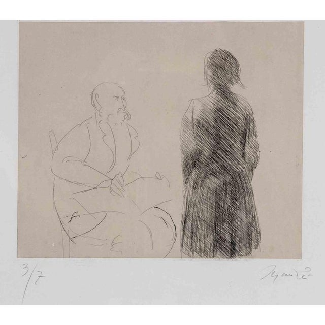Giacomo Manzú, Two Figures Edition 3/7, 1970s1970s, Etching, Framed For Sale - Image 4 of 4