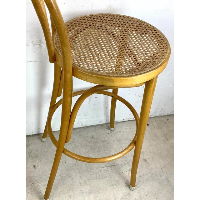 Pair Vintage Thonet Style Cane Seat Barstools For Sale - Image 9 of 13