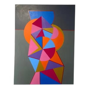 Contemporary Abstract Geometric Acrylic Painting on Canvas by Stan Edwards