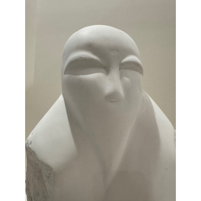 Abstract Larry Mohr Abstract Carved Head Sculpture on Base Signed For Sale - Image 3 of 6