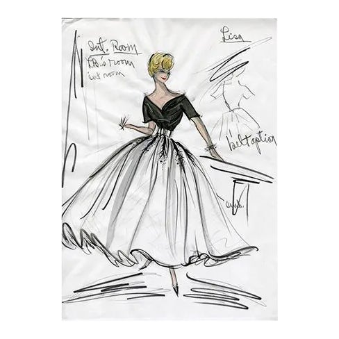 Reproduction Print of Original Costume Sketch by Edith Head of Grace Kelly for "Rear Window" (1954) For Sale - Image 4 of 4