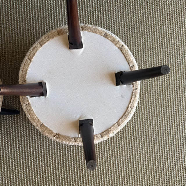 Pair of Off white, natural, greige Vintage Turkish Rug Ottomans For Sale - Image 11 of 11