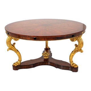 Late Regency Style Parcel-Gilt Jacaranda Wood Expanding Dining Table With Circular Top For Sale