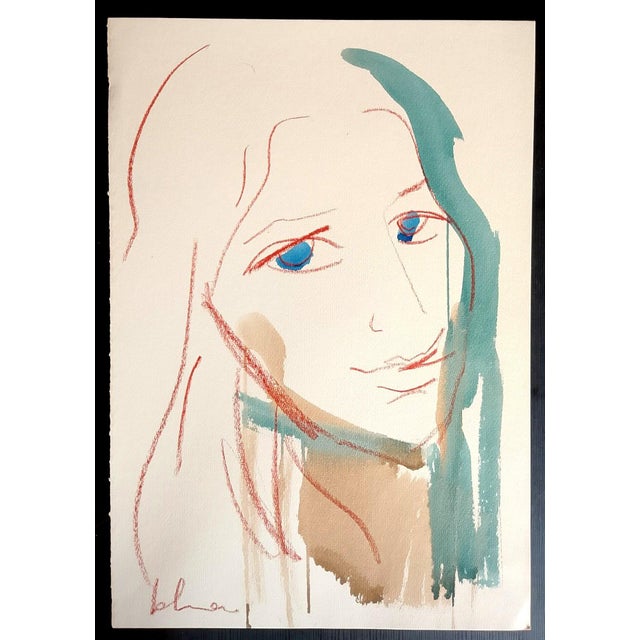 Mario Salmaso, Modern Girls, 1980, Mixed Media on Paper For Sale - Image 4 of 4