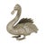 A beautiful and highly detailed goose figurine made of silver-colored metal; a heavy, high-quality piece marked "Italy" on...