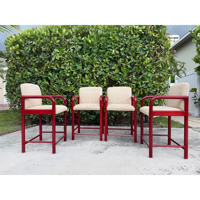 Vintage Loewenstein Curved Arm Counter Stools - Set of 4 For Sale - Image 4 of 16