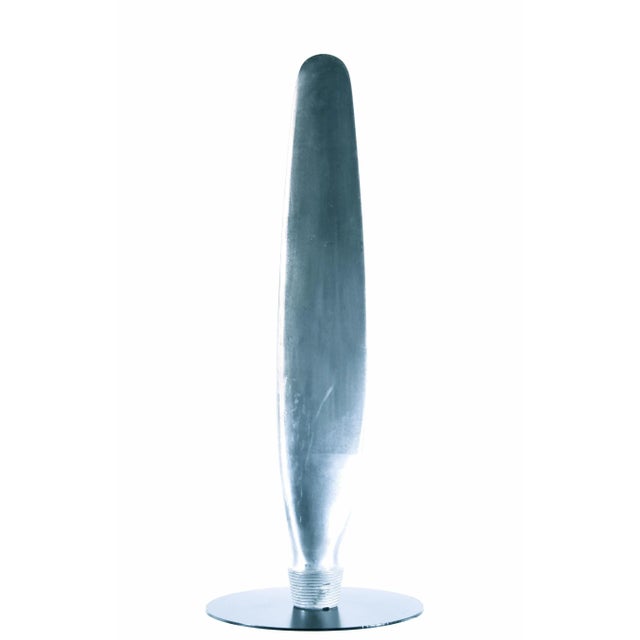 Metal Polished Vintage Airplane Propeller on Custom Base - Art, Sculpture For Sale - Image 7 of 7