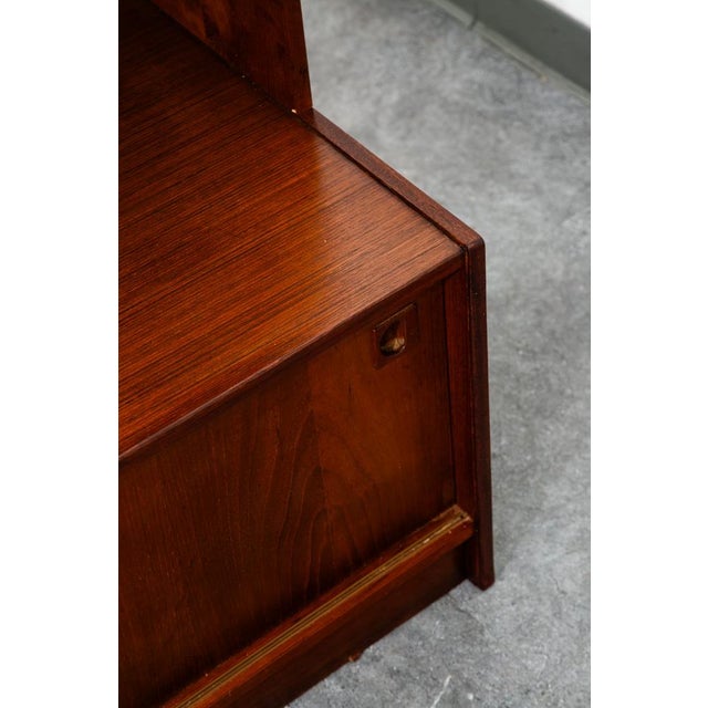 Wood Mid Century Danish Modern Credenza Bookshelf Cabinet Teak Shelves Sliding Doors For Sale - Image 7 of 12