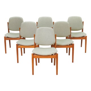 1960s Set of Six Danish Modern Model 203 Dining Chairs Arne Vodder for France & Son For Sale