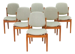 1960s Set of Six Danish Modern Model 203 Dining Chairs Arne Vodder for France & Son