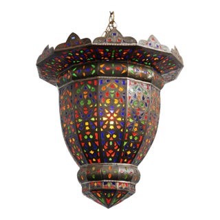Vintage Moroccan Colorful Pendant Light For Sale