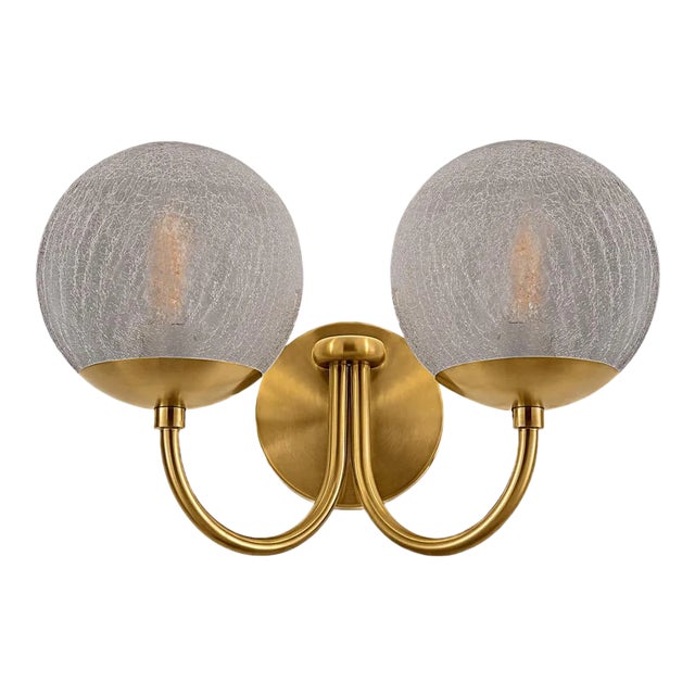 Brushed Brass With Clear Crackle Glass Oxford Wall Light For Sale
