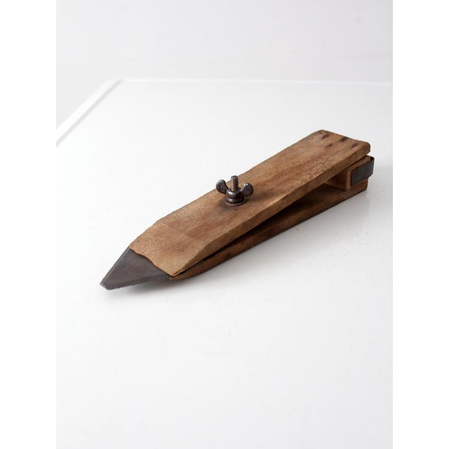 Antique Primitive Wooden Scraper Hand Tool With Adjustable Blade For Sale - Image 4 of 9