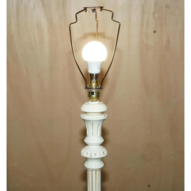 Painted Floor Lamp with Vintage Floral Shade For Sale - Image 6 of 9