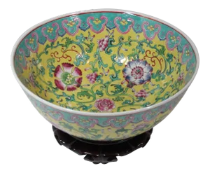 1960s Acf Japanese Hand Painted Bowl and Stand - 2 Pieces