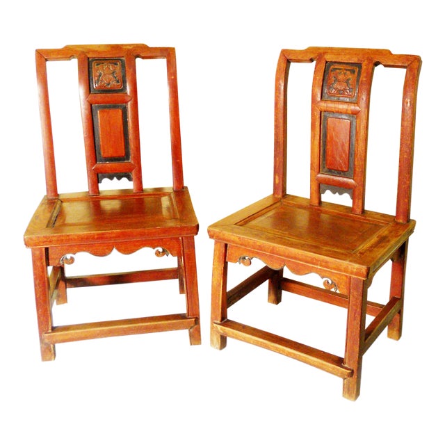 Antique Chinese Zelkova Wood Children Chairs a Pair Chairish