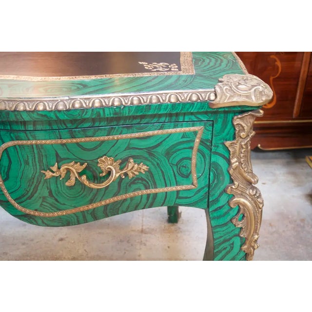 18th Century Antique Faux Malachite Bronze French Desk For Sale - Image 5 of 5