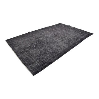 Vintage Turkish Oushak Black Rug For Sale