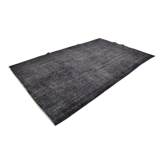Vintage Turkish Oushak Black Rug For Sale