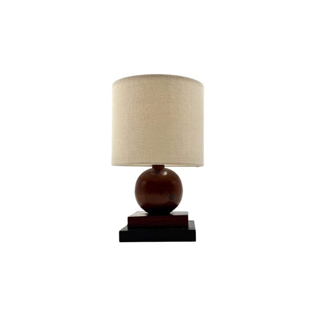 Vintage French Art Deco Wood Table Lamp, 1930s For Sale - Image 4 of 12