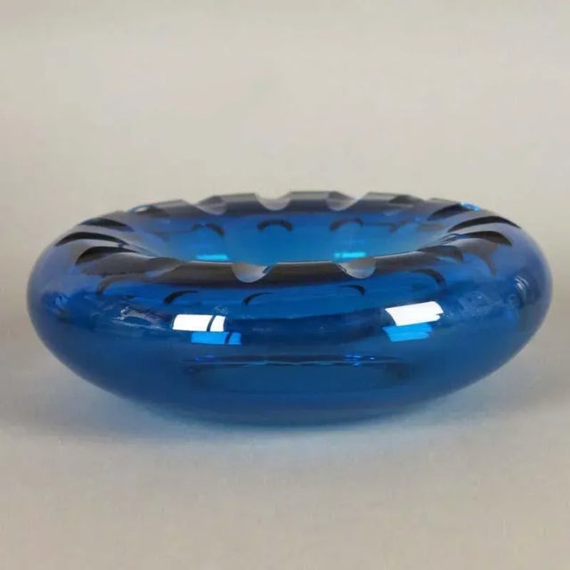 Mid-Century Scandinavian Blue Glass Bowl For Sale - Image 6 of 9