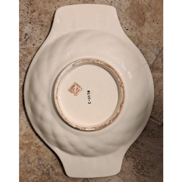1950s Vintage White Ceramic Weaved Medium Sized Catch All Dish Italian For Sale - Image 5 of 12