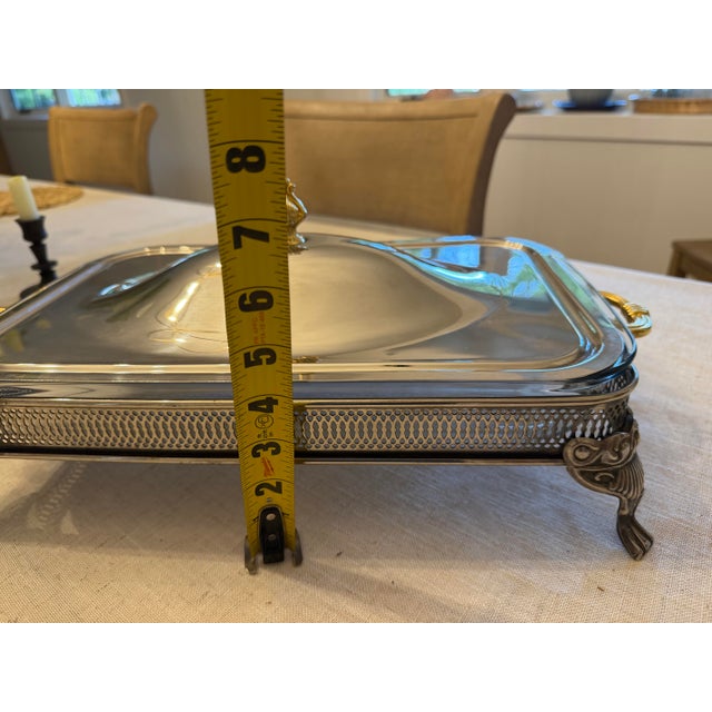 Silver Vintage Silverplate Footed Covered Casserole Server With Glass Insert For Sale - Image 8 of 11