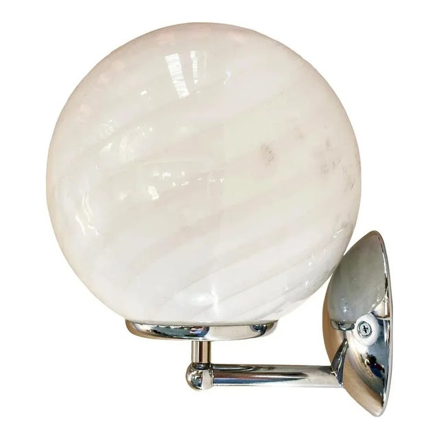 White Milky-White Swirl Murano Glass Wall Sconce by Simoeng For Sale - Image 8 of 8