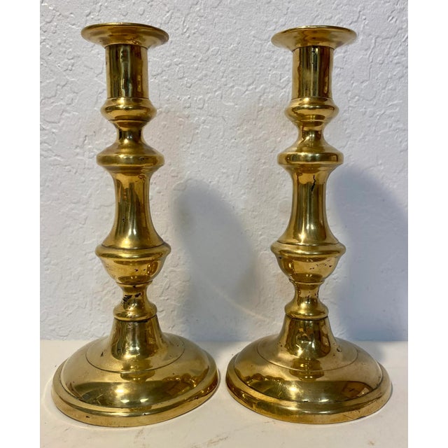 Pair of Antique 19th Century Brass Push-Up Candlesticks From England For Sale - Image 9 of 9