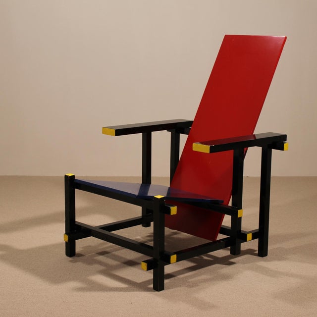 1970s Early Red and Blue Chair by Gerrit Rietveld for Cassina, Italy, 1970s For Sale - Image 5 of 11