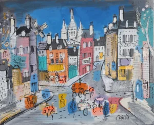Hotel 1, Charles Cobelle Acrylic on Canvas, Signed Lower Right