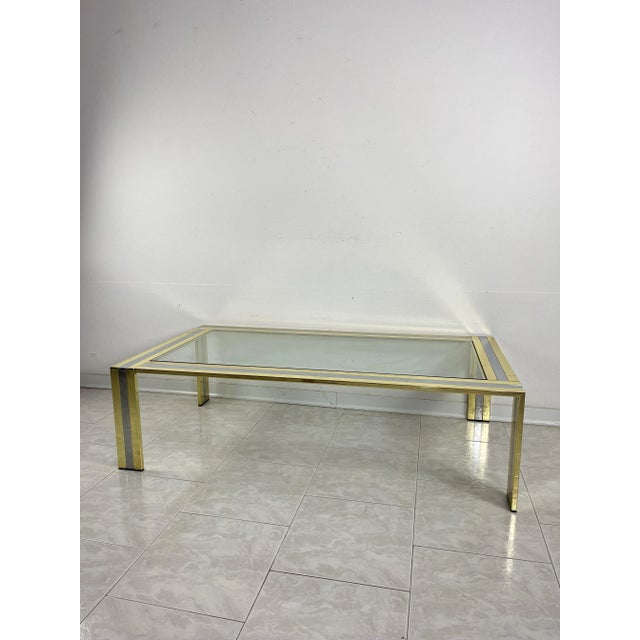 Mid-Century Modern Large Coffee Table in Brass and Chromed Metal, 1970s For Sale - Image 3 of 10