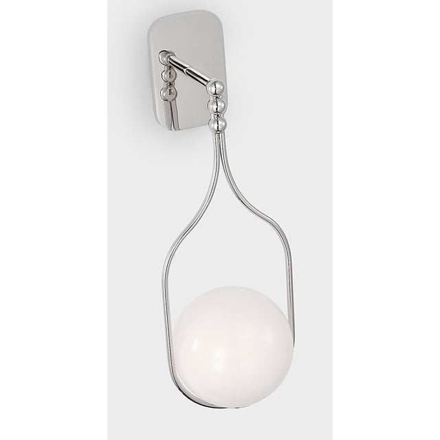 Visual Comfort Windsor Smith for Visual Comfort Signature Jodo 19" Single Sconce in Polished Nickel with White Glass For Sale - Image 4 of 9
