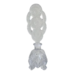 Tall Art Deco Perfume Bottle, Clear Cut Glass 1940's