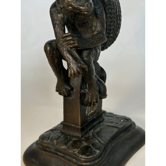 Antique 19thC French Bronze Monkey Match Holder Signed Fratin For Sale - Image 10 of 11