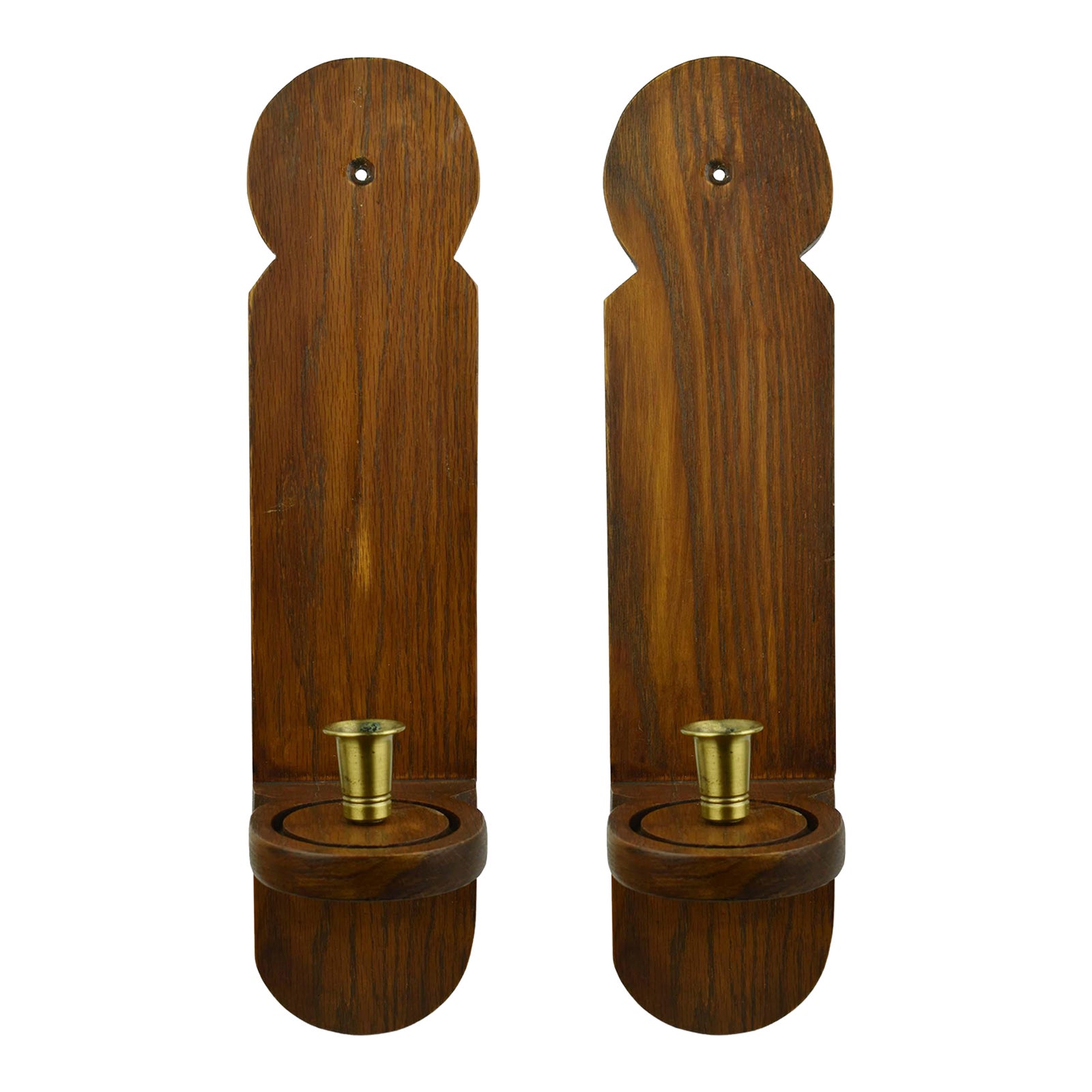Handmade Wood and Brass Candle Stick Holder Wall Mounted Sconces - a ...