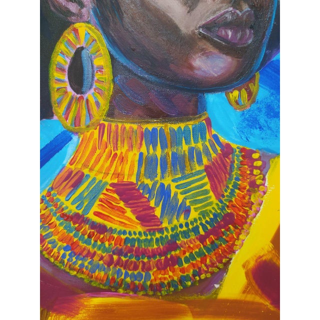 Textile Iryna Kirichenko Female Portrait Original Acrylic Painting on Canvas For Sale - Image 7 of 7