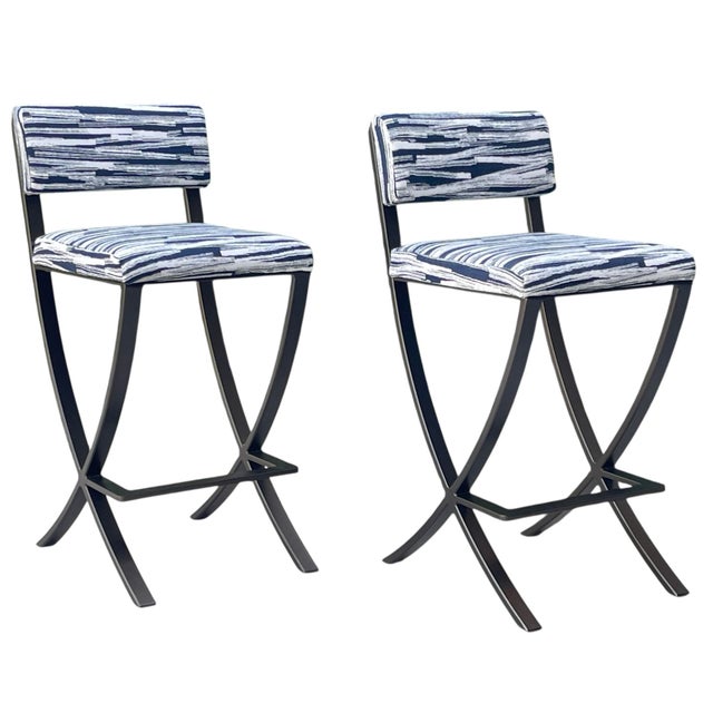 Forged Steel Counter Stools in the Style of Charleston Forge Naples, a Pair For Sale In Naples, FL - Image 6 of 10