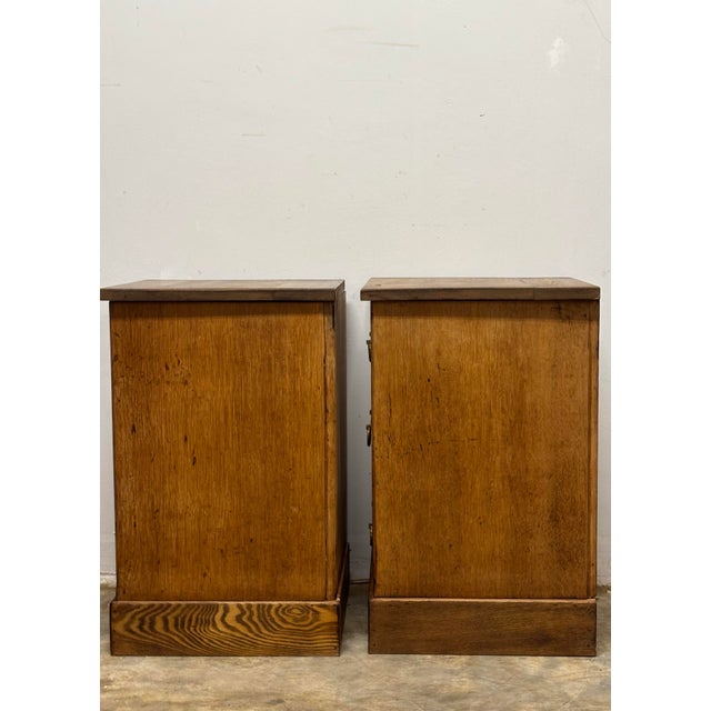 Wood 19th Century English Oak Nightstands - A Pair For Sale - Image 7 of 11