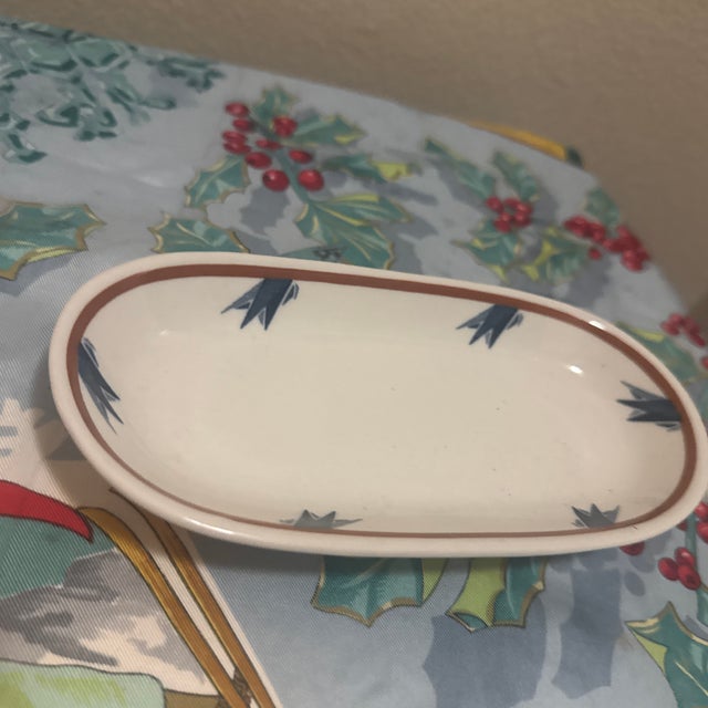 Vintage Syracuse China "Aurora" Oval Ceramic Trinket Dish For Sale - Image 4 of 11