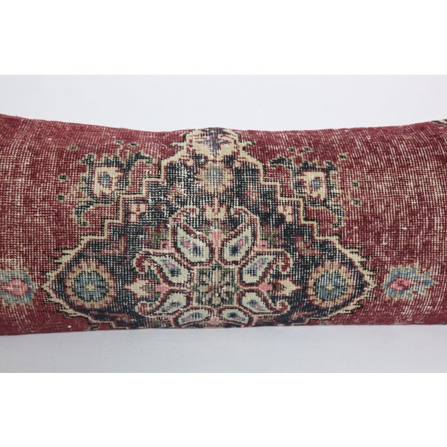 Late 20th Century Authentic Handwoven Vintage Lumbar Rug Pillow Cover -16'' X 44'' For Sale - Image 5 of 11