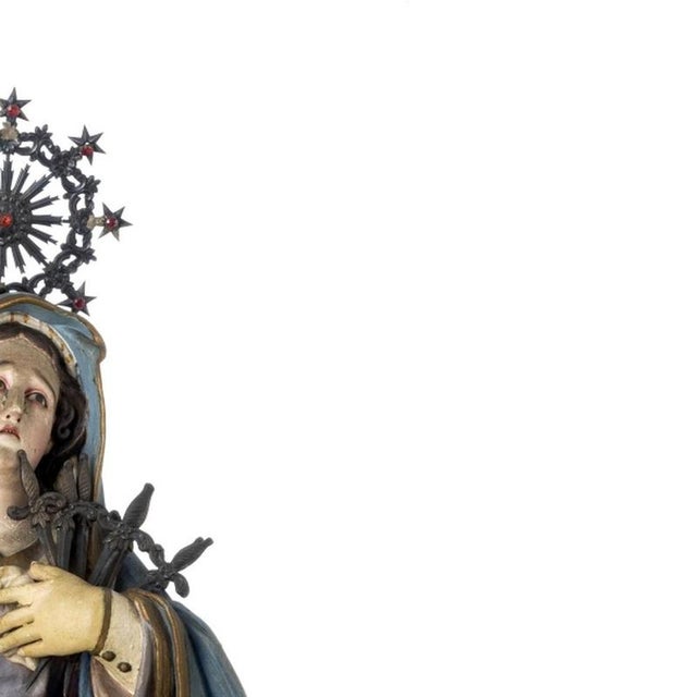 Portuguese Artist, Our Lady of Sorrows, 19th Century, Polychrome and Gilded Wood For Sale - Image 4 of 6