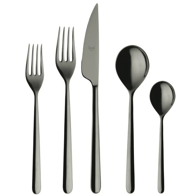 Contemporary Mepra Linea 20-Piece Flatware Set, Oro Black For Sale - Image 3 of 3