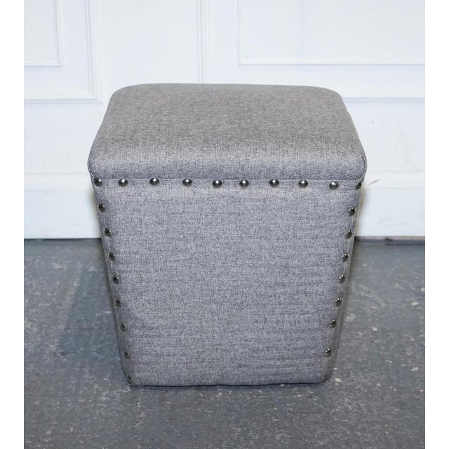 Grey Fabric Studded Footstools, Set of 2 For Sale - Image 4 of 9
