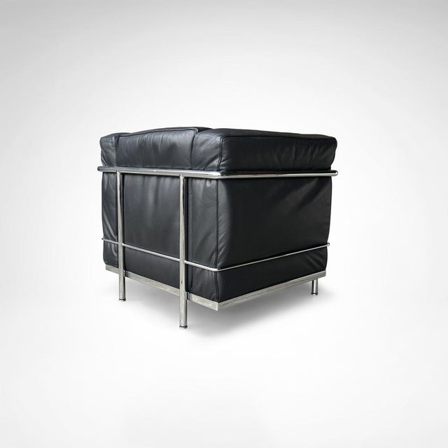 Metal Set of LC2 Armchair and Ottoman by Le Corbusier for Cassina, 1990s For Sale - Image 7 of 16