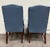 Vintage Chippendale Style Blue Leather and Nailhead Executive Armchairs - Pair For Sale - Image 10 of 11